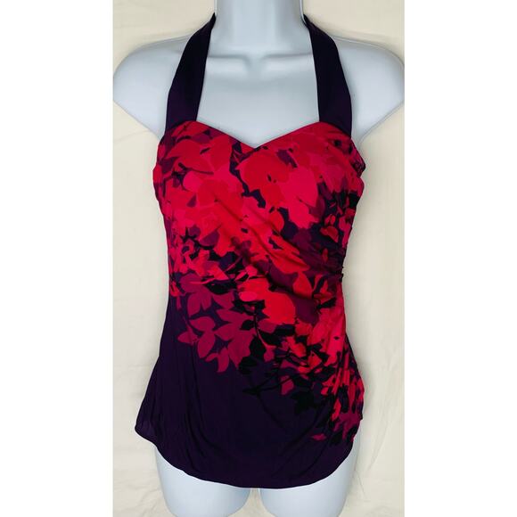Lands End Swimsuit Size 6 One Piece Purple Pink Womens Skirt Front Floral Design - Picture 12 of 12